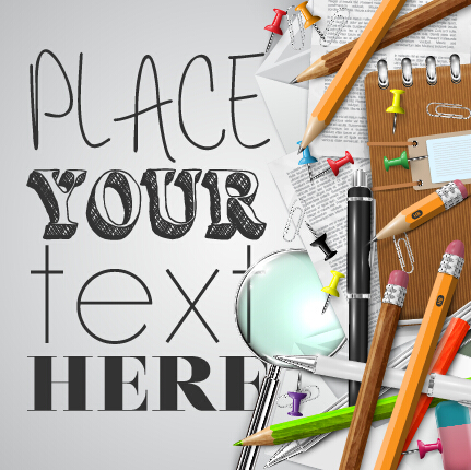 Pencil and learning tools background vector 03