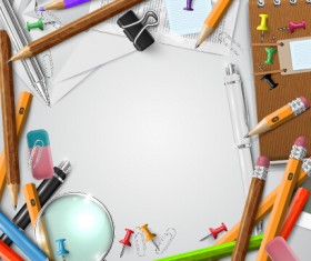 Pencil and learning tools background vector 04