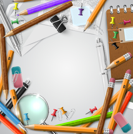 Pencil and learning tools background vector 04