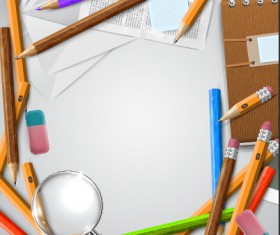Pencil and learning tools background vector 06