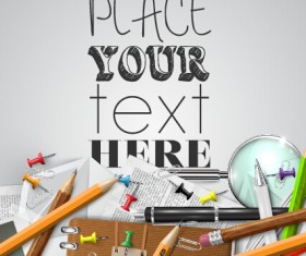 Pencil and learning tools background vector 07