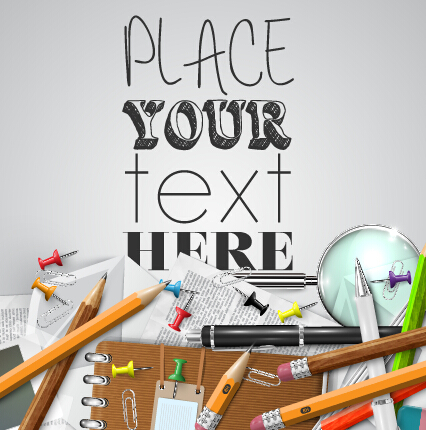 Pencil and learning tools background vector 07