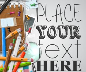 Pencil and learning tools background vector 08