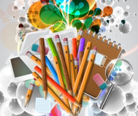 Pencil and learning tools background vector 09