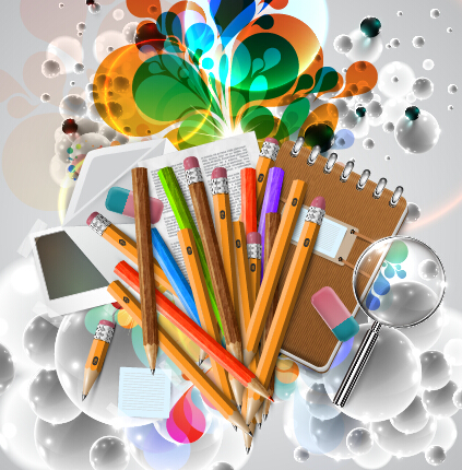 Pencil and learning tools background vector 09