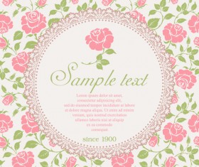 Pink rose with vintage card vector 01