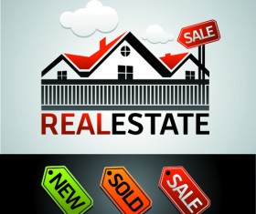 Real estate sale with tags vector