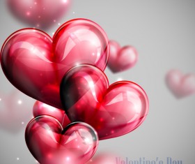 Red heart shapes balloon Valentine background 02