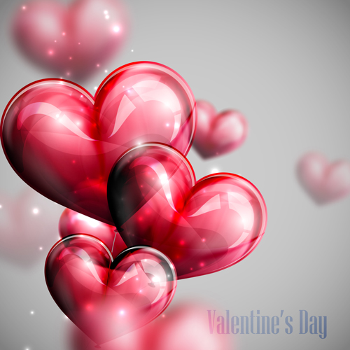 Red heart shapes balloon Valentine background 02