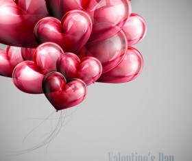 Red heart shapes balloon Valentine background 03