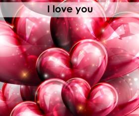 Red heart shapes balloon Valentine background 04