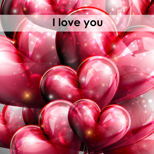 Red heart shapes balloon Valentine background 04