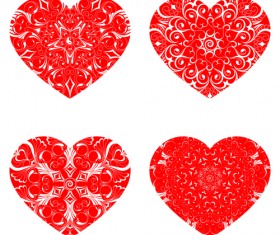 Red heart shapes icons vector set 02