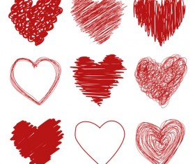 Red heart shapes icons vector set 06