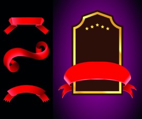 Red ribbon with golden frame vector