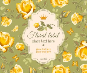 Retro flower with vintage background vector 02