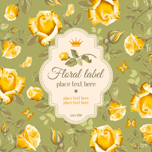 Retro flower with vintage background vector 02