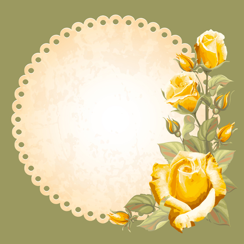 Retro flower with vintage background vector 04