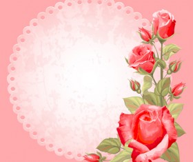 Retro flower with vintage background vector 05