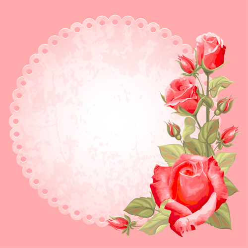 Retro flower with vintage background vector 05