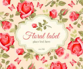 Retro flower with vintage background vector 06
