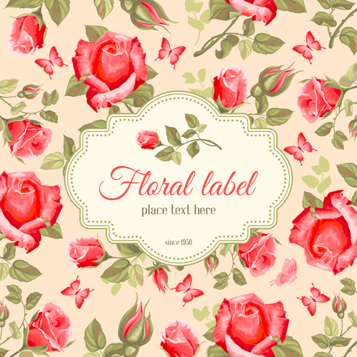 Retro flower with vintage background vector 06