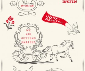 Romantic wedding Invitation cards hand drawn vector 03