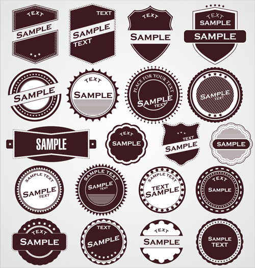Round labels vintage styles vector 01