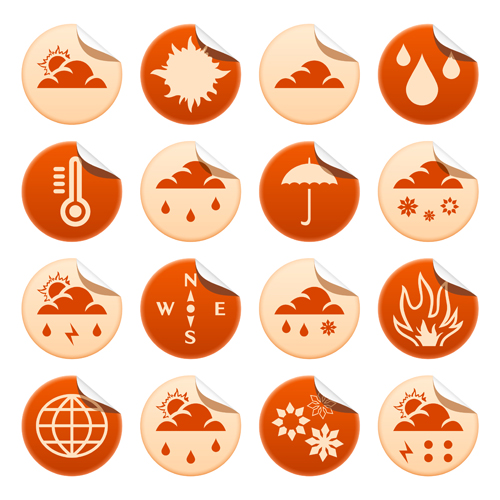 Round weather stickers vector graphics