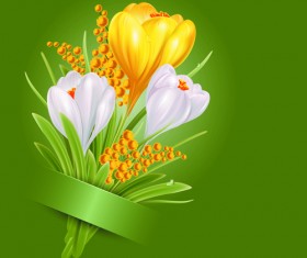 Shiny white with yellow flowers vectors background 02
