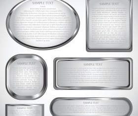 Silver metal frame vector banner