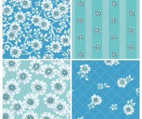 Simple flowers seamless pattern set vector