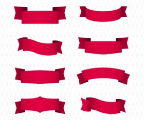 Simply red ribbon vector banners set 06
