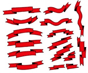 Simply red ribbon vector banners set 07