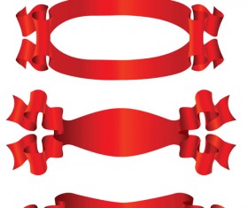 Simply red ribbon vector banners set 08