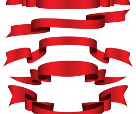 Simply red ribbon vector banners set 09