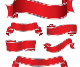 Simply red ribbon vector banners set 10