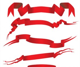 Simply red ribbon vector banners set 11
