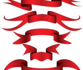Simply red ribbon vector banners set 12