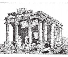 Sketch classical building vector graphics