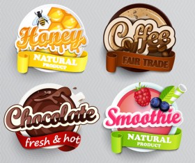 Stylish food lables vector design 01