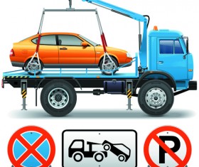 Trailers and traffic signs vector