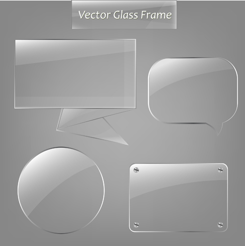 Transparent glass styles web elements vectors 02