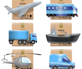 Transport with shipment design icons vector 01