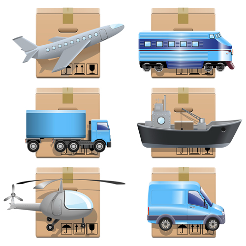 Transport with shipment design icons vector 01