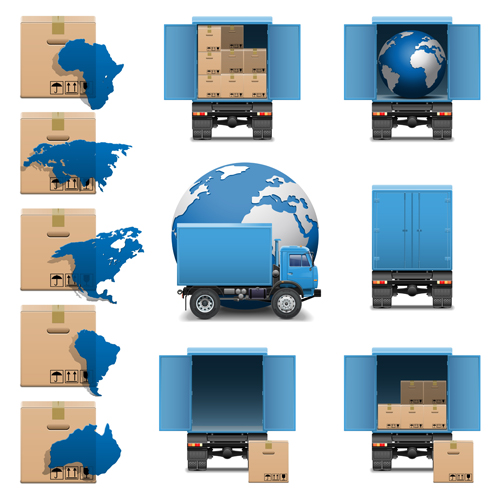 Transport with shipment design icons vector 03