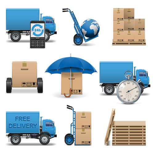 Transport with shipment design icons vector 04