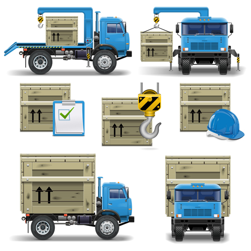 Transport with shipment design icons vector 06
