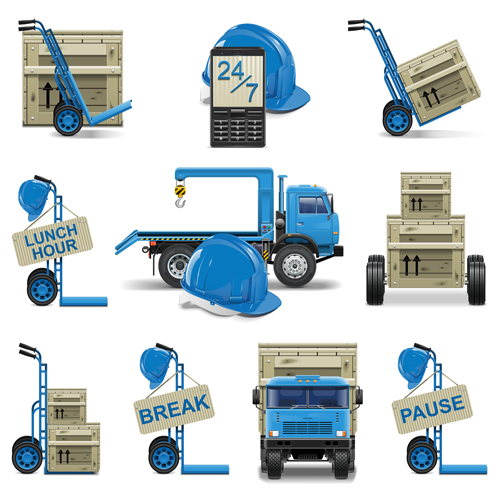 Transport with shipment design icons vector 07