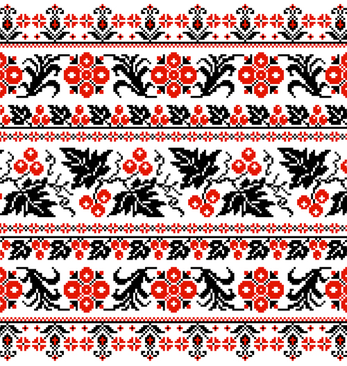 Ukraine style fabric pattern vector 02